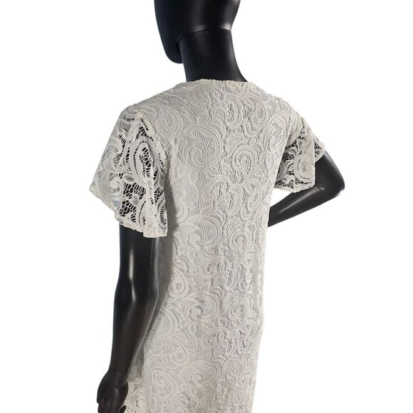 White Lace V-Neck Flutter Sleeve - Dana Buchman - Picture 5 of 7